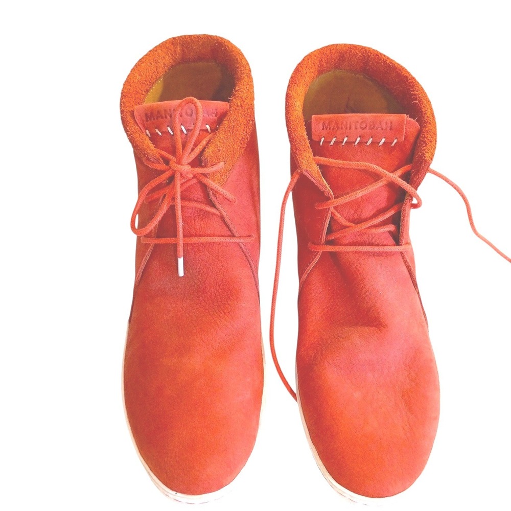 Manitobah Mukluks Tamarack Waterproof Boots Men's 10 Orange Suede Leather Winter